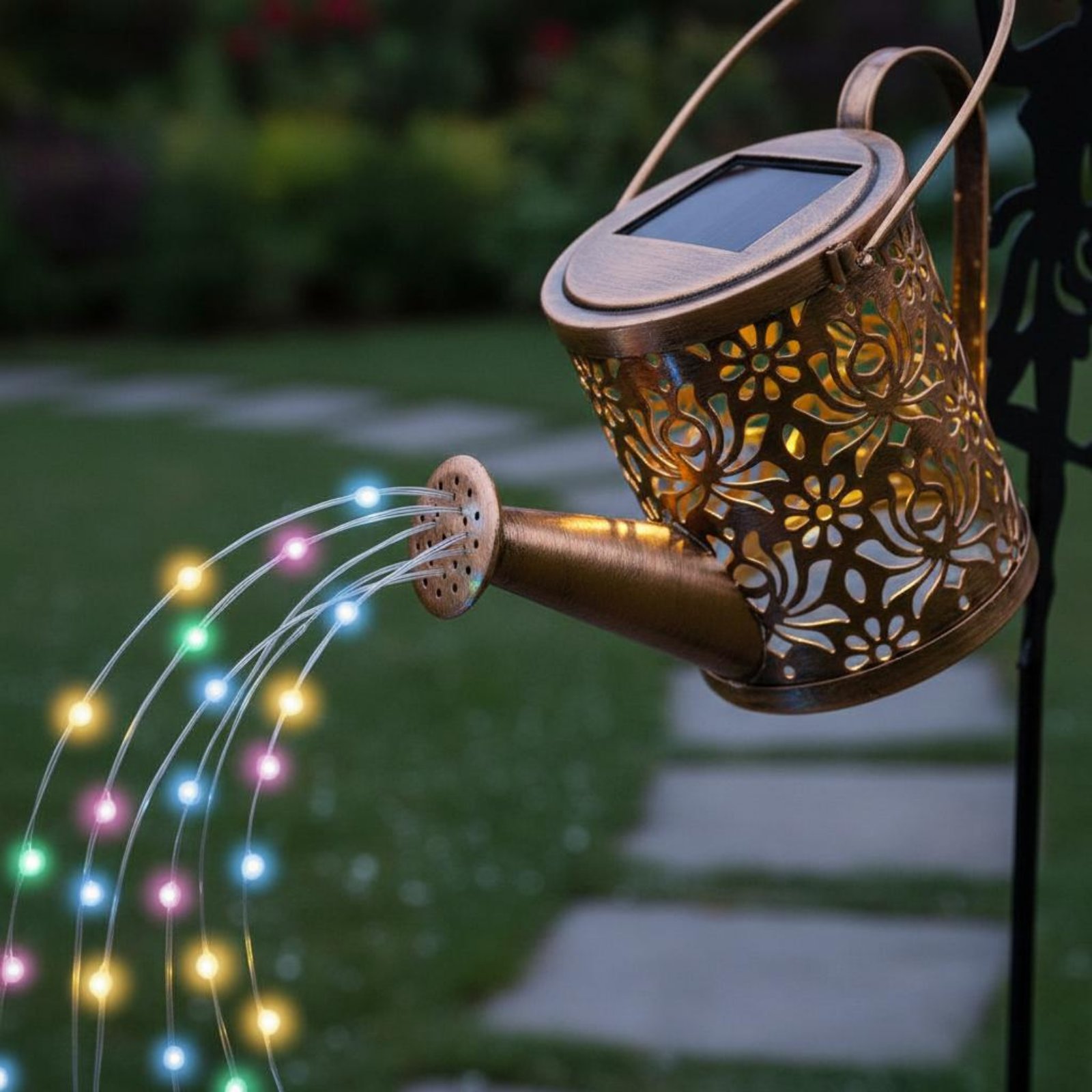 Outdoor Lighting For Patio - Solarbetriebene Feengießkanne mit Licht, Dekorative Projektions-Feengießkanne,