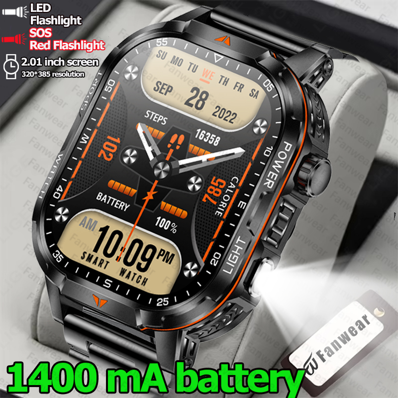 Outdoor Lighting Battery Operated - Militärische Outdoor-Smartwatch für Herren mit 1400mAh