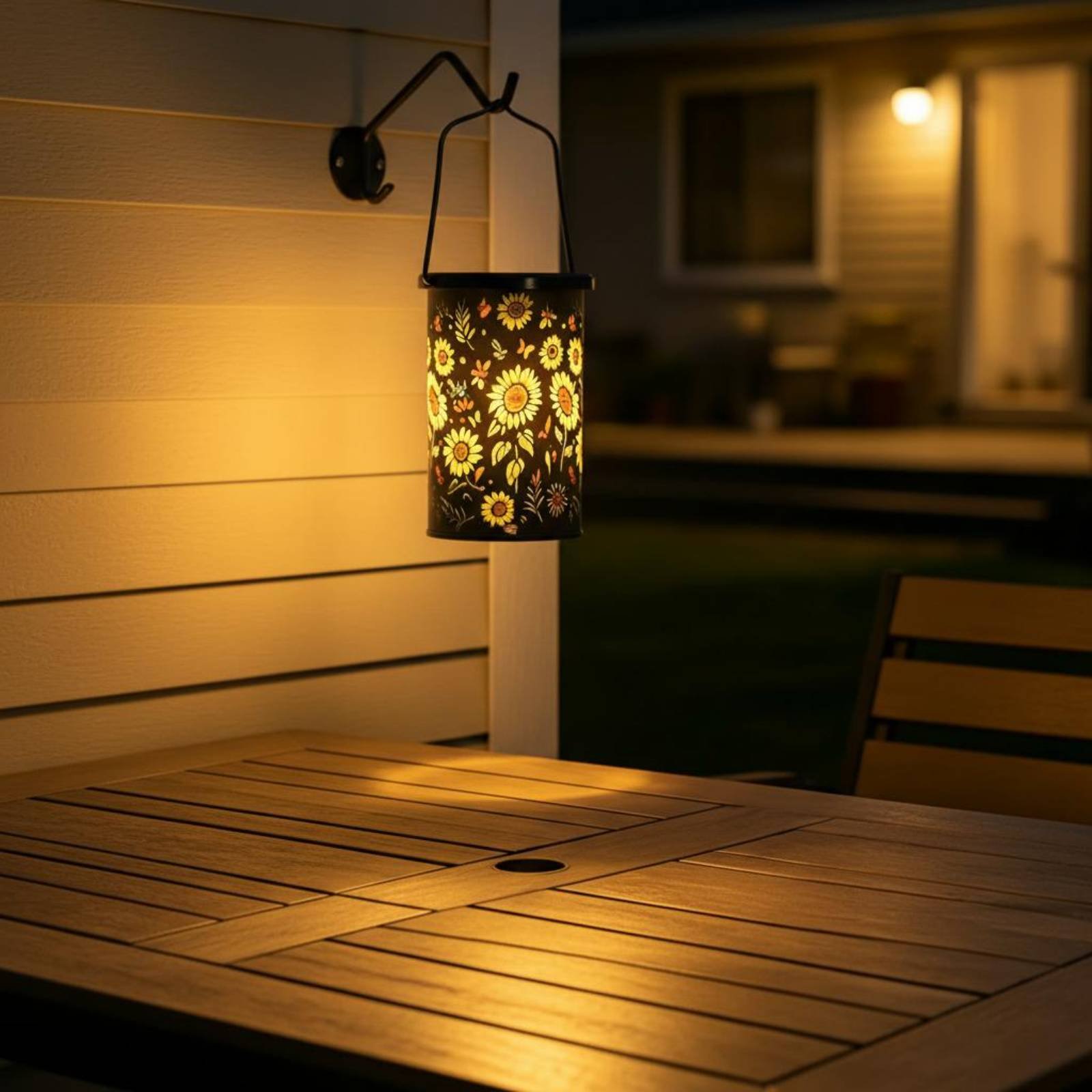Outdoor Lighting For Patio - Blumenlaterne im Vintage-Design, hängende Solarlaterne, geätzte