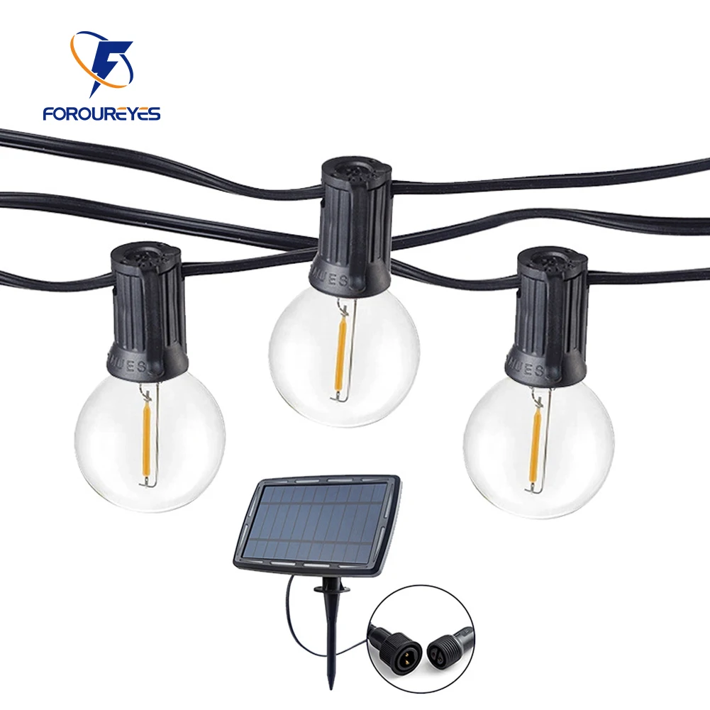 Outdoor Lighting Under Pergola - 100/50/25ft Solar-LED-Lichterketten aufladbare Outdoor-G40 Kunststoff-Lampe LED