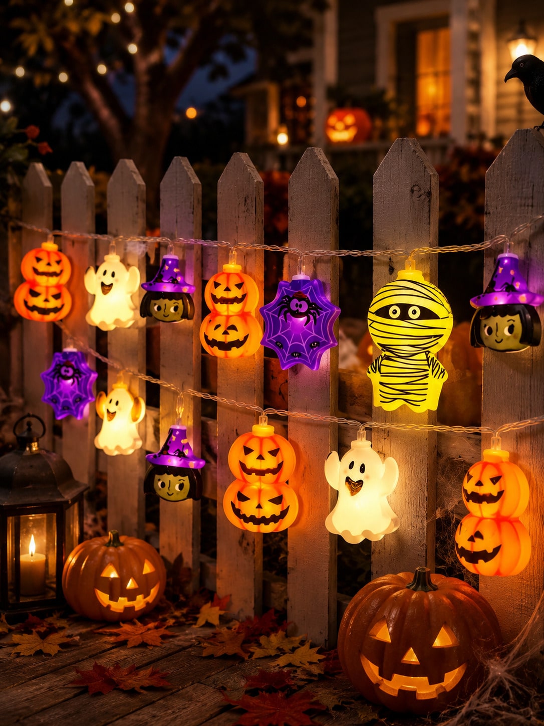 Outdoor Lighting Battery Operated - 1 Stück Halloween-Dekorationslichterkette, Halloween-Fensterdekoration, batteriebetrieben (Batterien